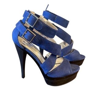Michael Antonio heels size 7 navy‎ blue stiletto open-toe heels sandals 💙